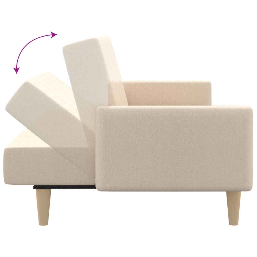 Canapé lit 2 places tissu crème