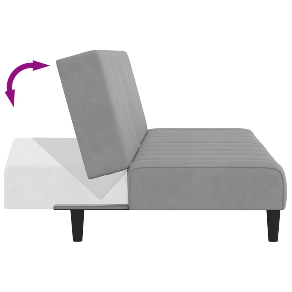 Canapé lit 2 places velours gris clair