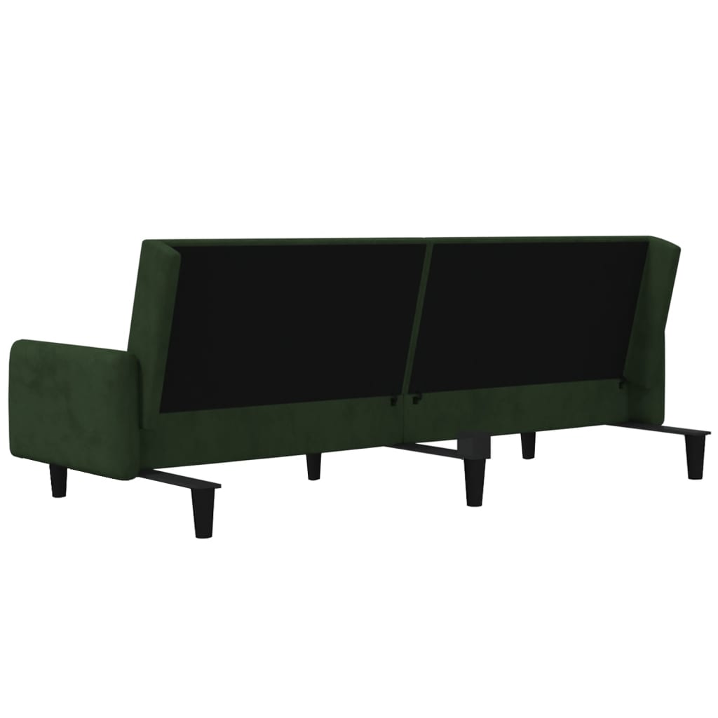 Canapé lit 2 places velours vert foncé