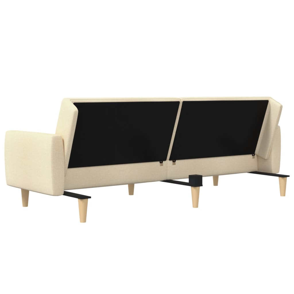 Canapé lit 2 places tissu crème