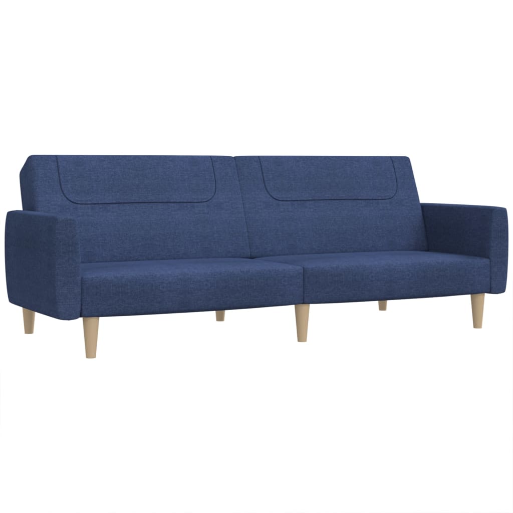 Canapé lit 2 places tissu bleu