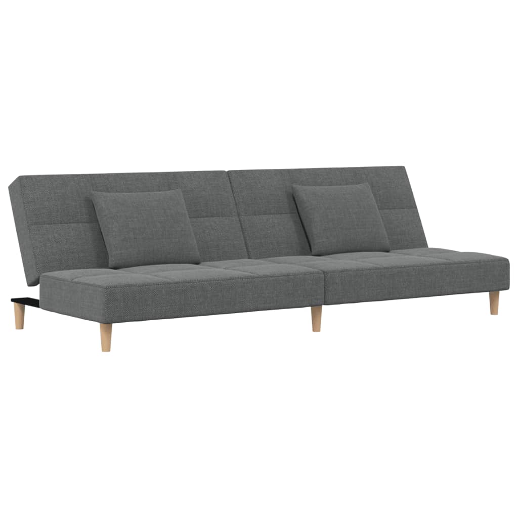 Canapé lit 2 places avec 2 coussins tissu gris foncé