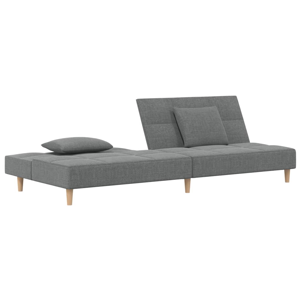 Canapé lit 2 places avec 2 coussins tissu gris foncé