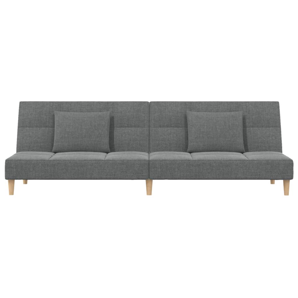 Canapé lit 2 places avec 2 coussins tissu gris foncé