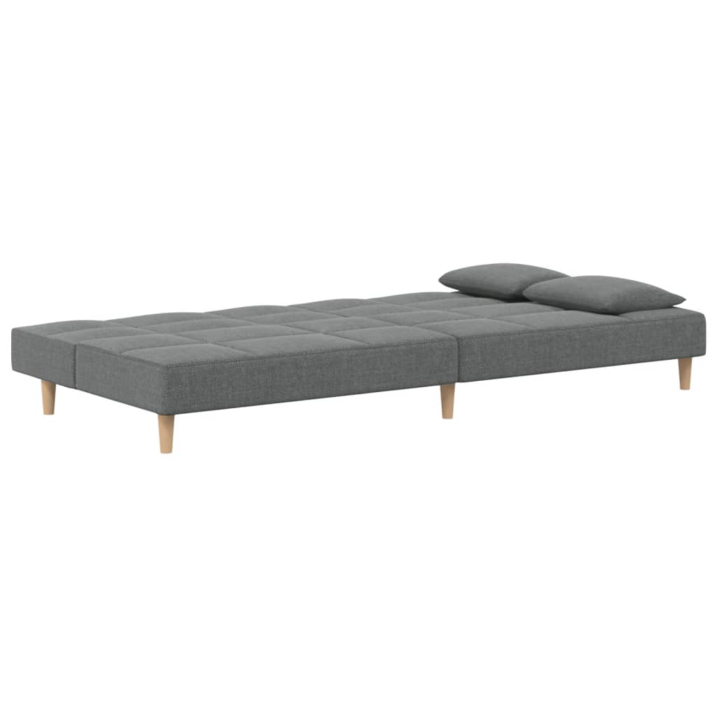 Canapé lit 2 places avec 2 coussins tissu gris foncé