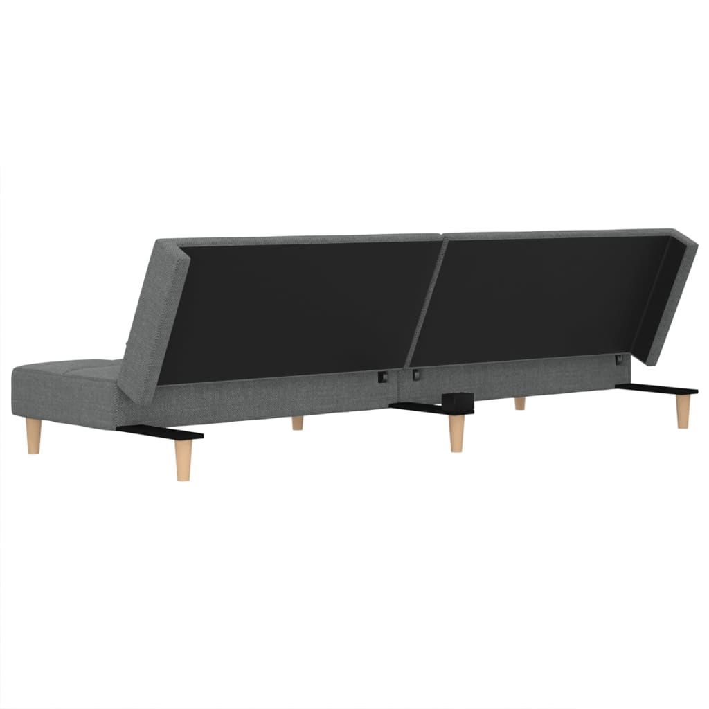 Canapé lit 2 places avec 2 coussins tissu gris foncé
