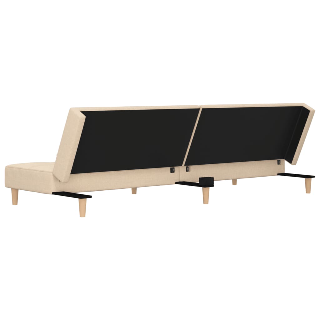 Canapé convertible 2 places avec 2 coussins en tissu crème