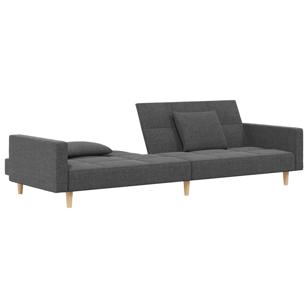 Canapé lit 2 places avec 2 coussins tissu gris clair