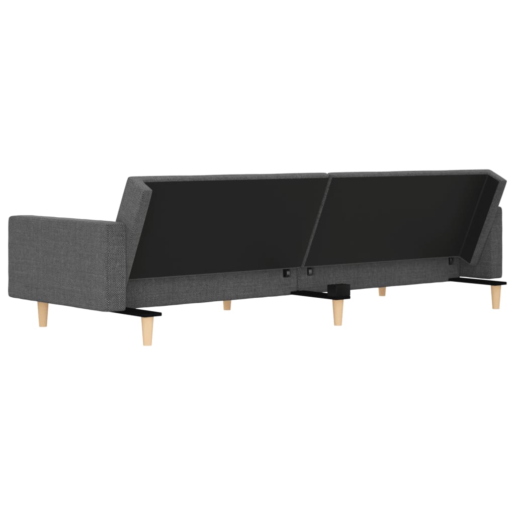 Canapé lit 2 places avec 2 coussins tissu gris clair
