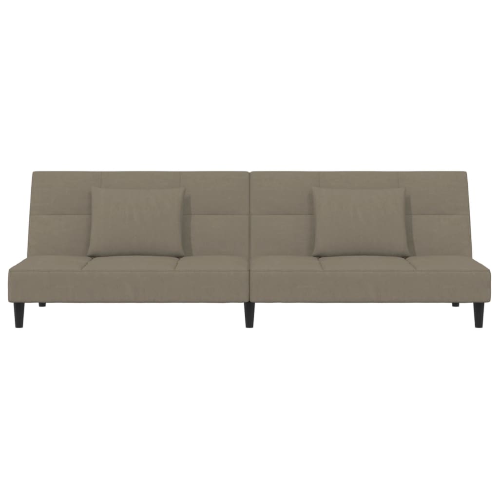 Canapé lit 2 places avec 2 coussins en velours gris clair