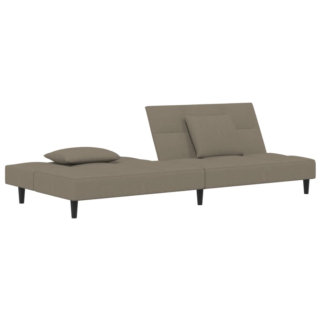 Canapé lit 2 places avec 2 coussins en velours gris clair