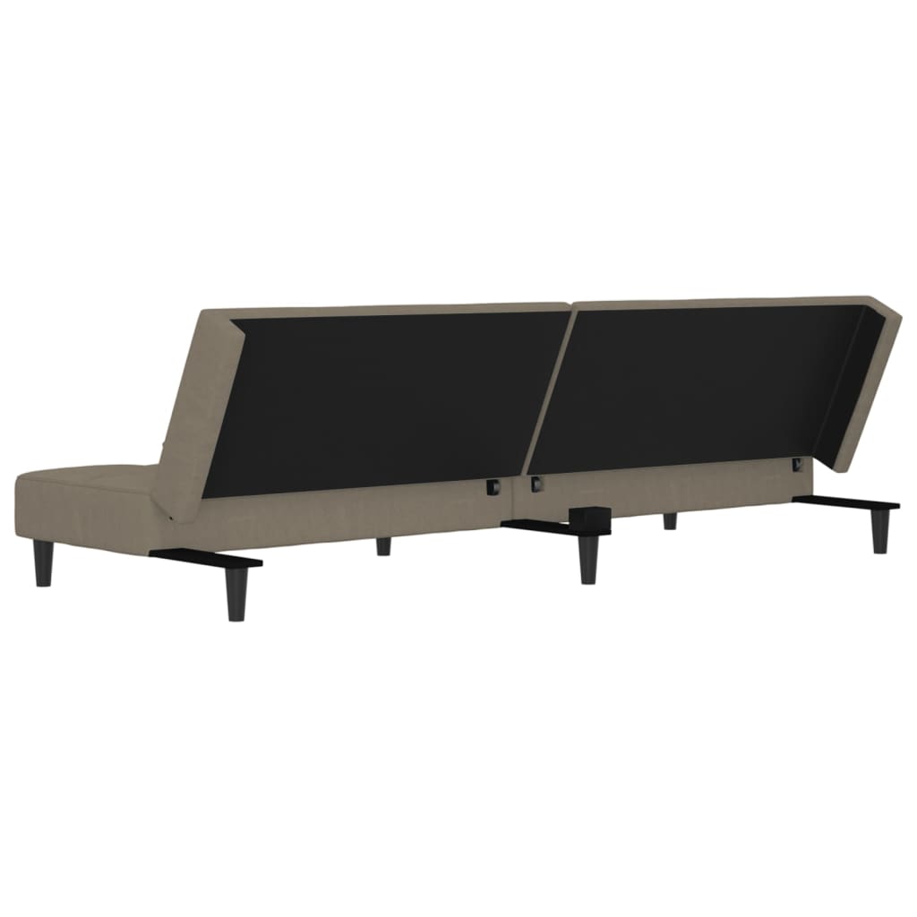 Canapé lit 2 places avec 2 coussins en velours gris clair