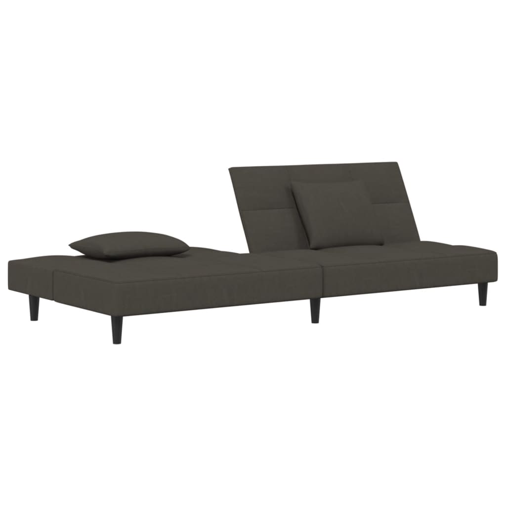 Canapé lit 2 places avec 2 coussins velours gris foncé