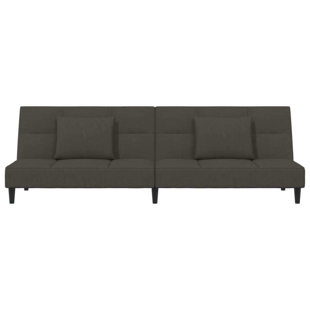 Canapé lit 2 places avec 2 coussins velours gris foncé