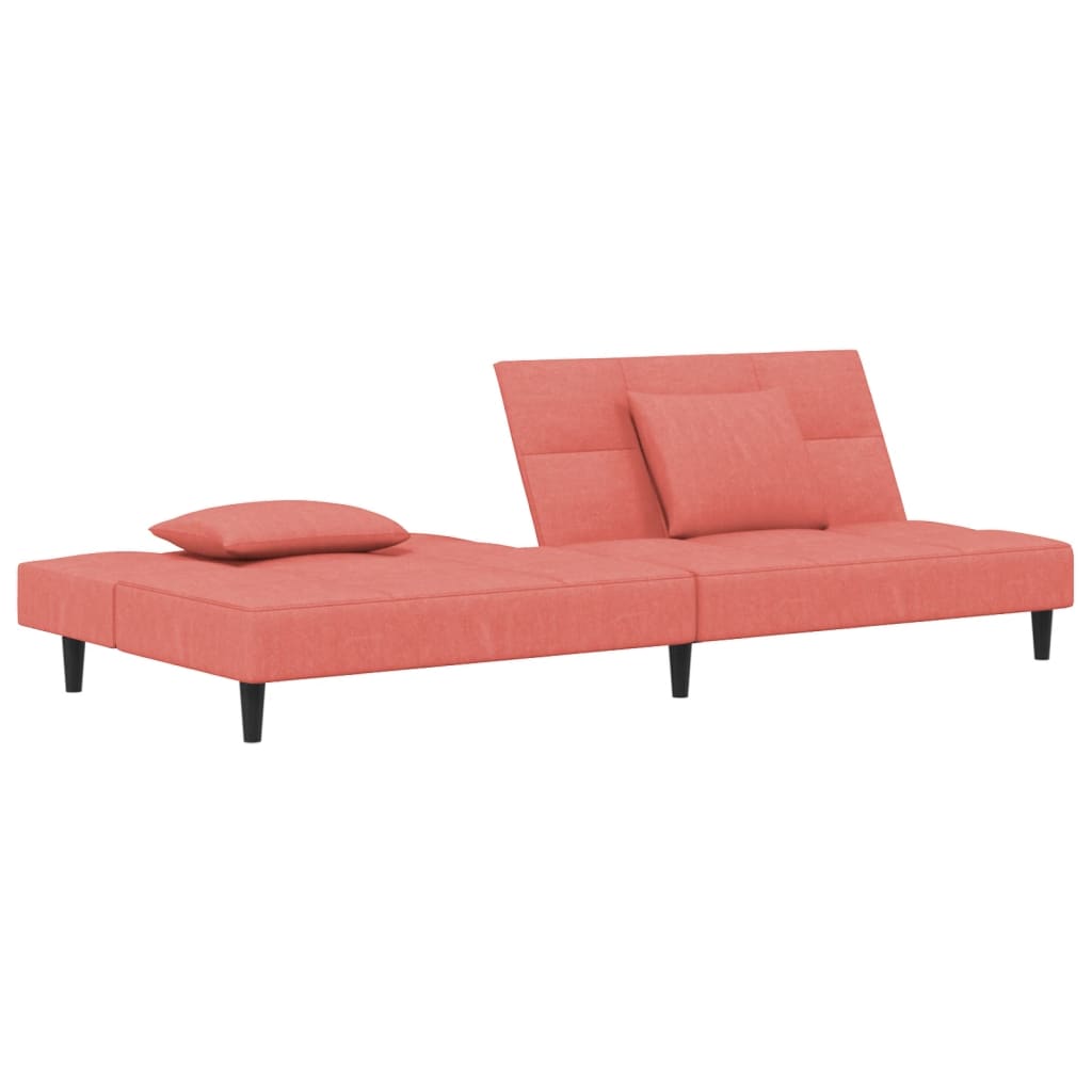 Canapé lit 2 places avec 2 oreillers velours rose