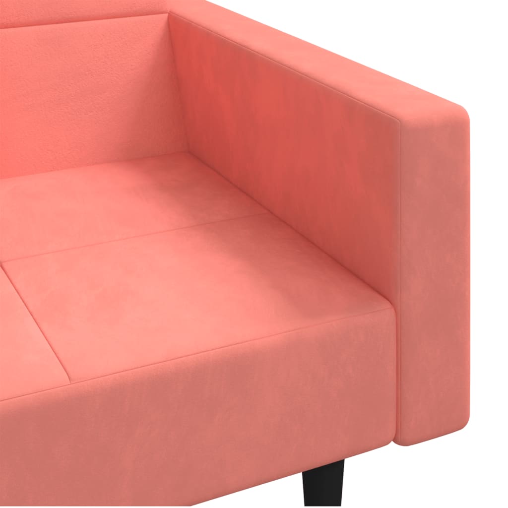 Canapé lit 2 places avec 2 oreillers velours rose