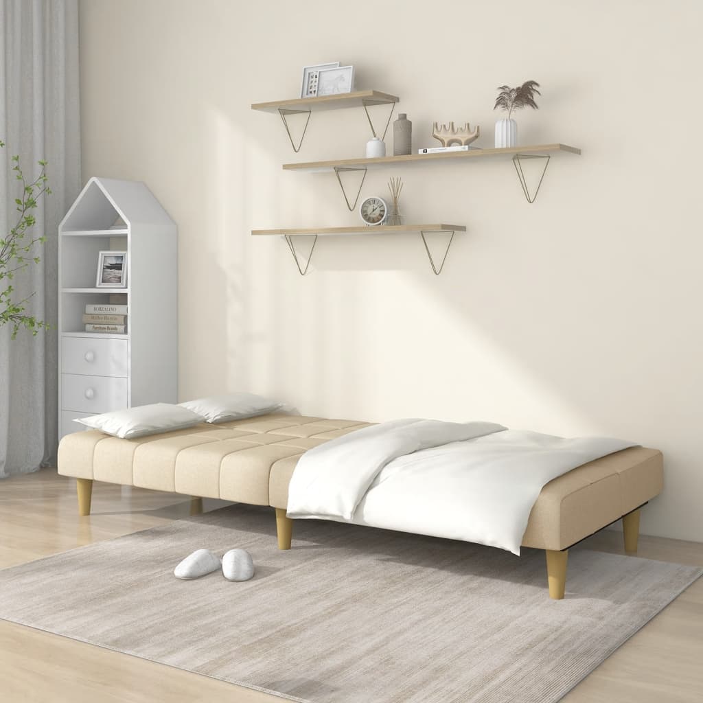 Canapé lit 2 places tissu crème
