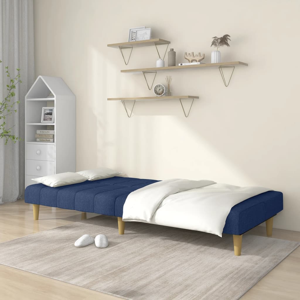 Canapé lit 2 places tissu bleu