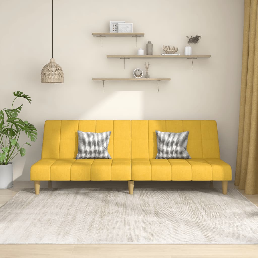 Canapé lit 2 places tissu jaune