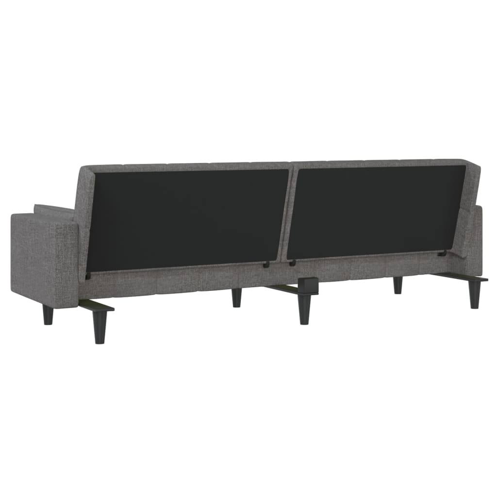 Canapé lit 2 places avec 2 coussins tissu gris clair