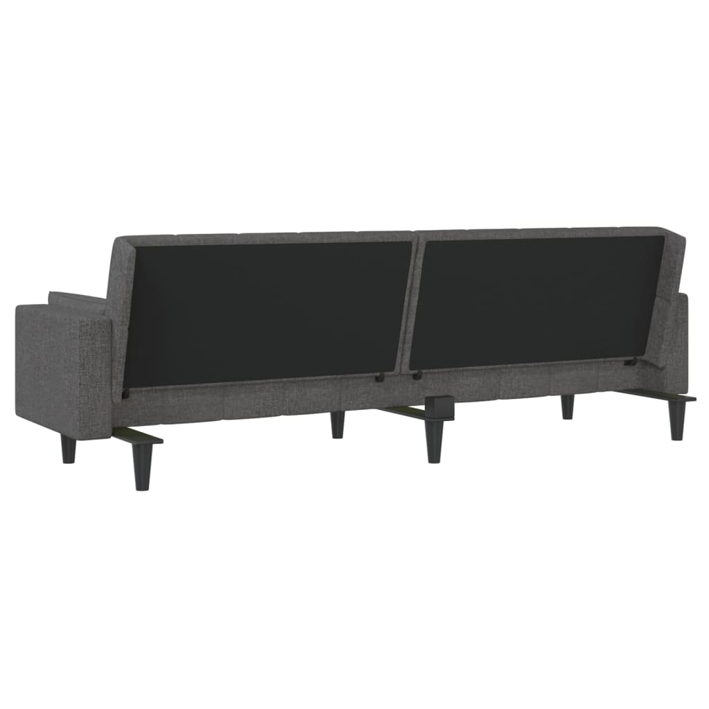 Canapé lit 2 places avec 2 coussins tissu gris foncé