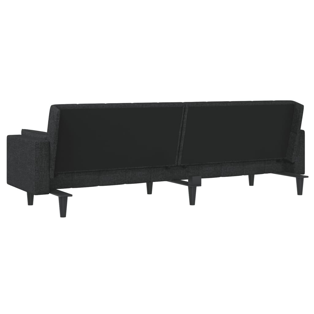 Canapé lit 2 places avec 2 oreillers tissu noir