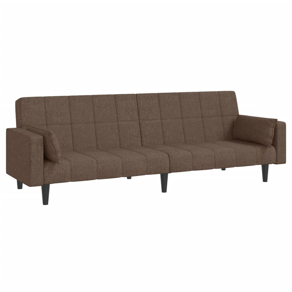 Canapé lit 2 places avec 2 coussins tissu taupe