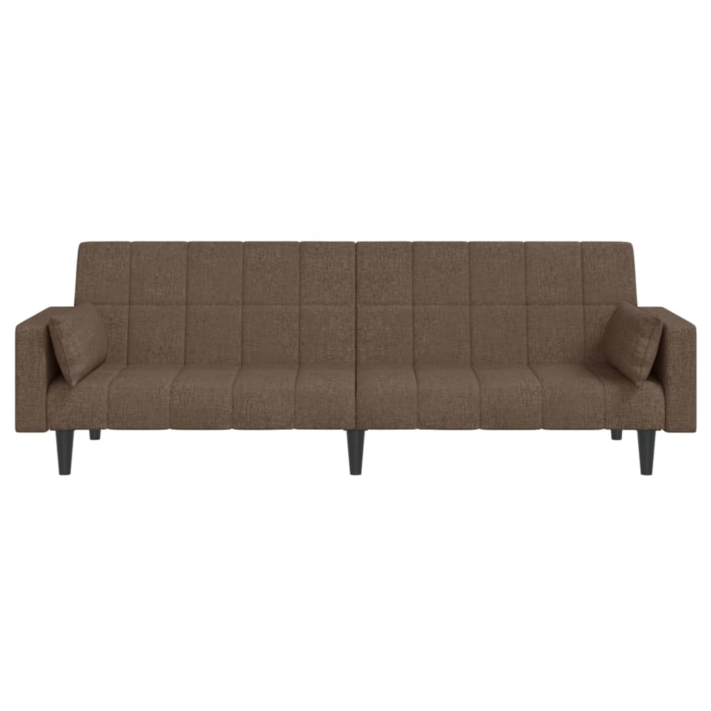 Canapé lit 2 places avec 2 coussins tissu taupe