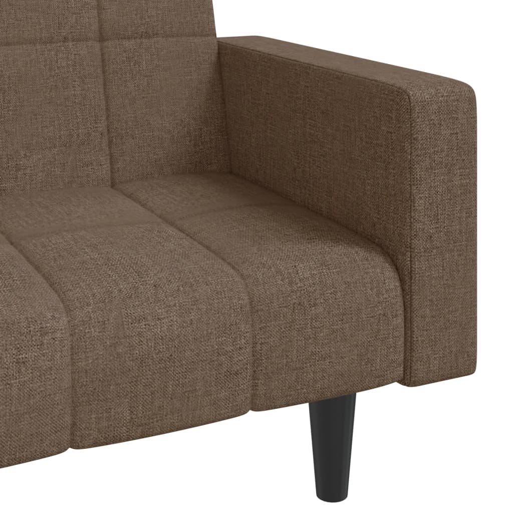 Canapé lit 2 places avec 2 coussins tissu taupe