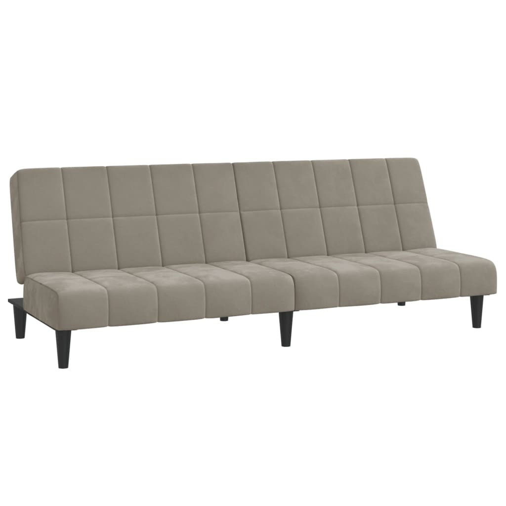 Sofa Bed 2-Seater Light Gray Velvet
