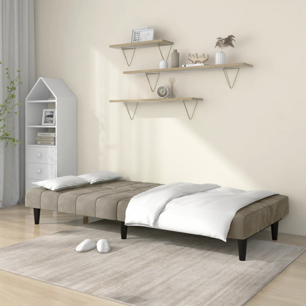 Sofa Bed 2-Seater Light Gray Velvet
