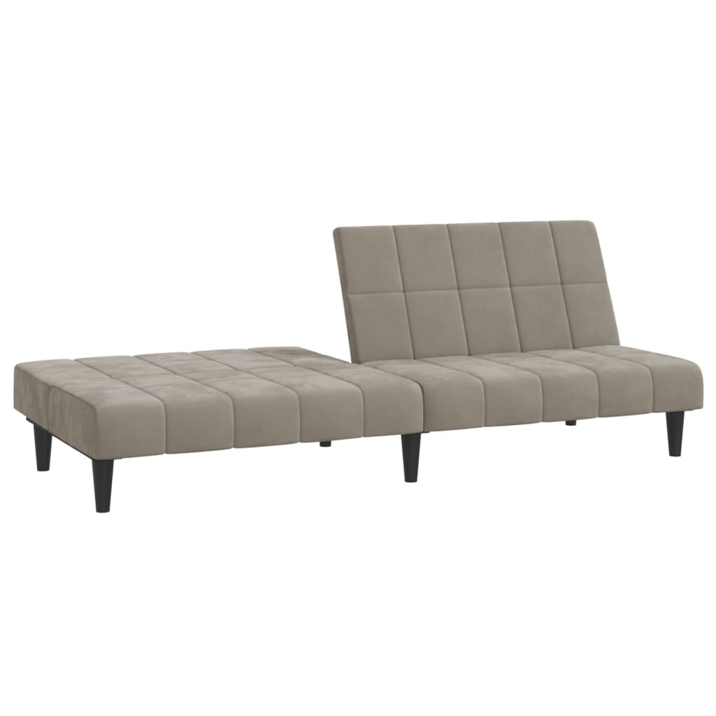 Sofa Bed 2-Seater Light Gray Velvet