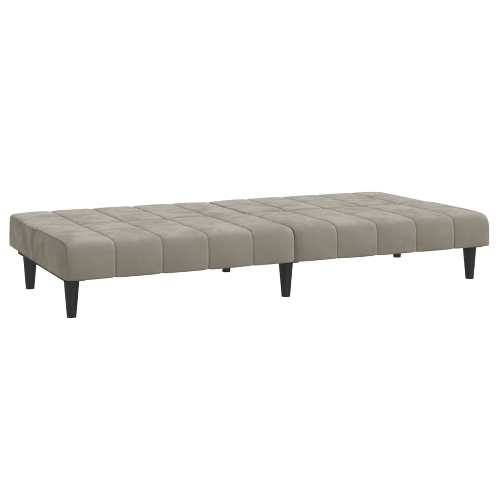 Sofa Bed 2-Seater Light Gray Velvet