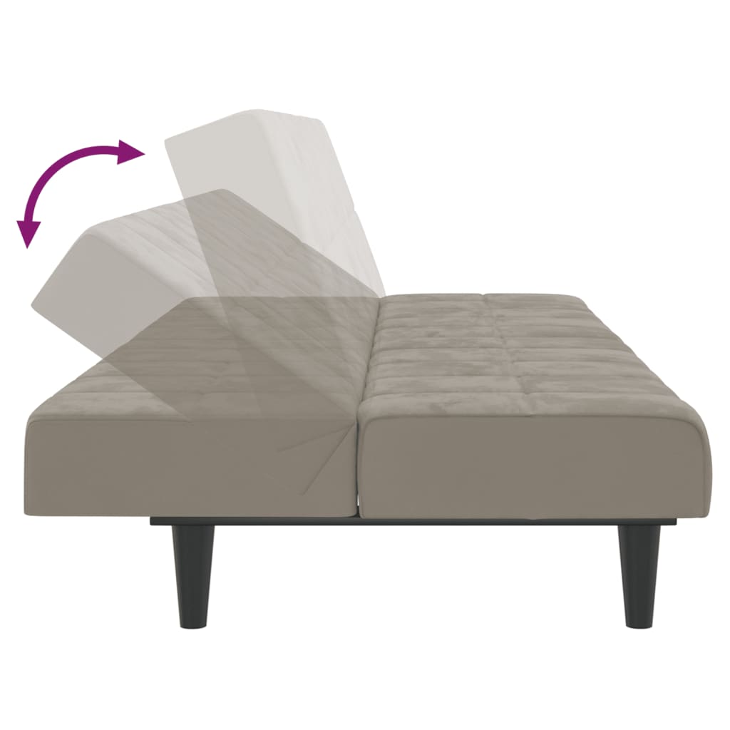 Sofa Bed 2-Seater Light Gray Velvet