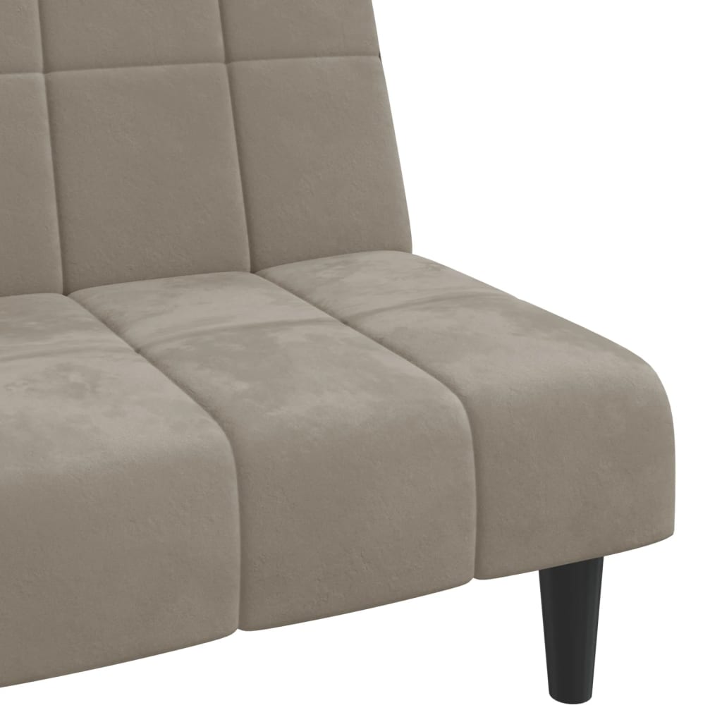 Sofa Bed 2-Seater Light Gray Velvet