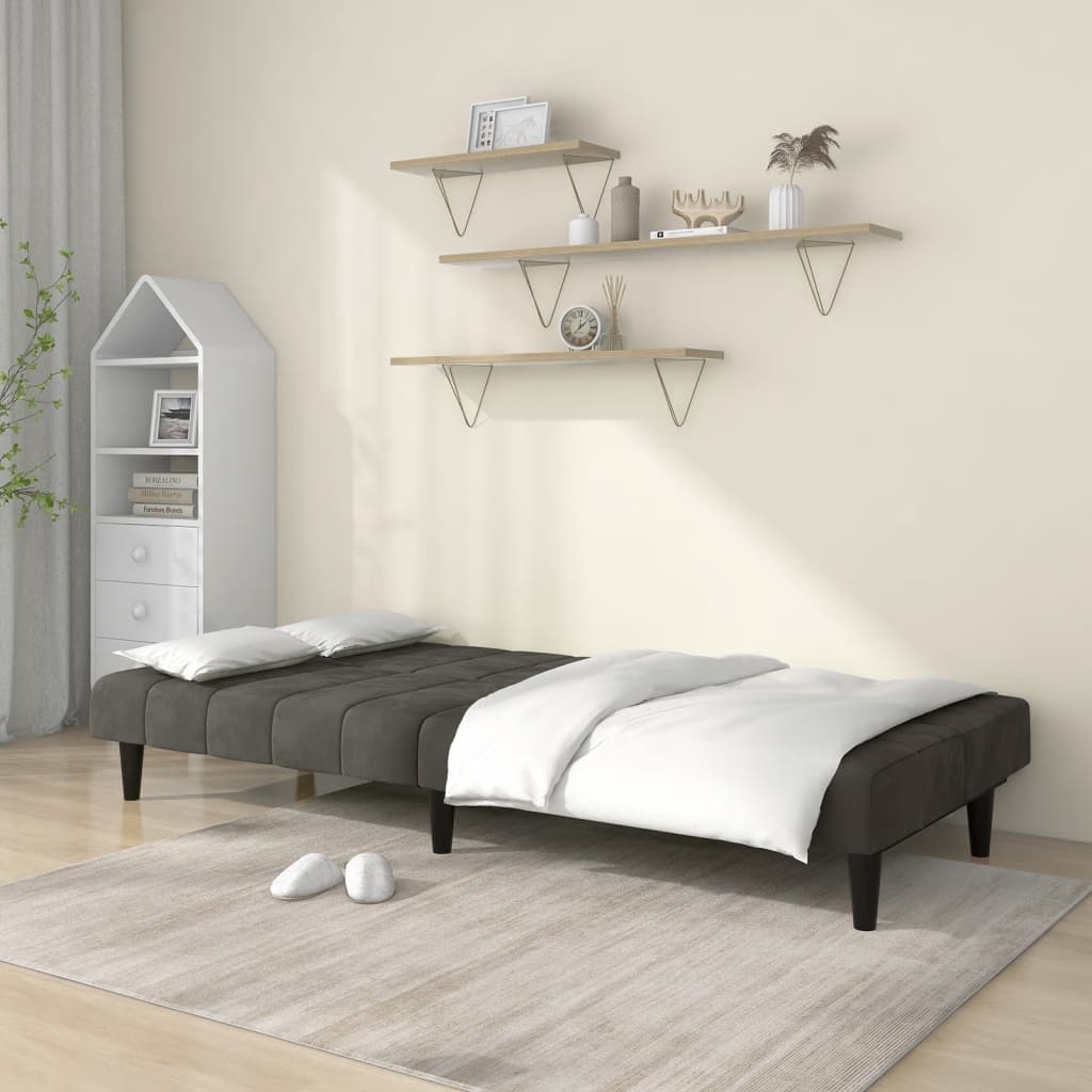 Canapé lit 2 places velours gris foncé