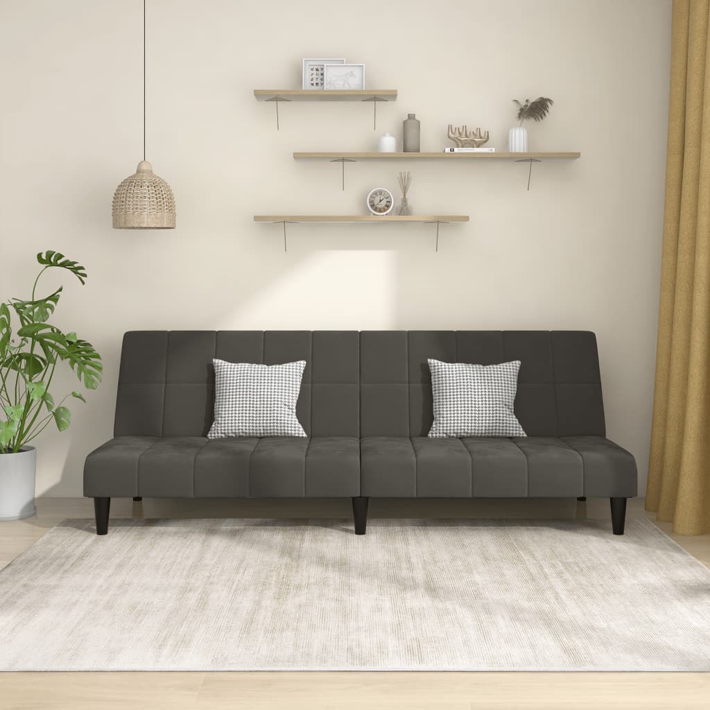 Canapé lit 2 places velours gris foncé