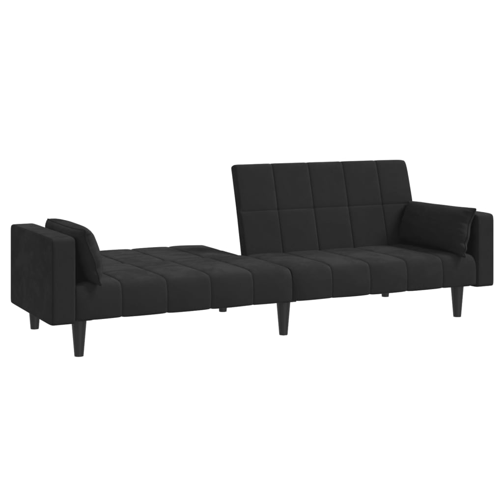 Sofa Bed 2-Seater with 2 Pillows Black Velvet