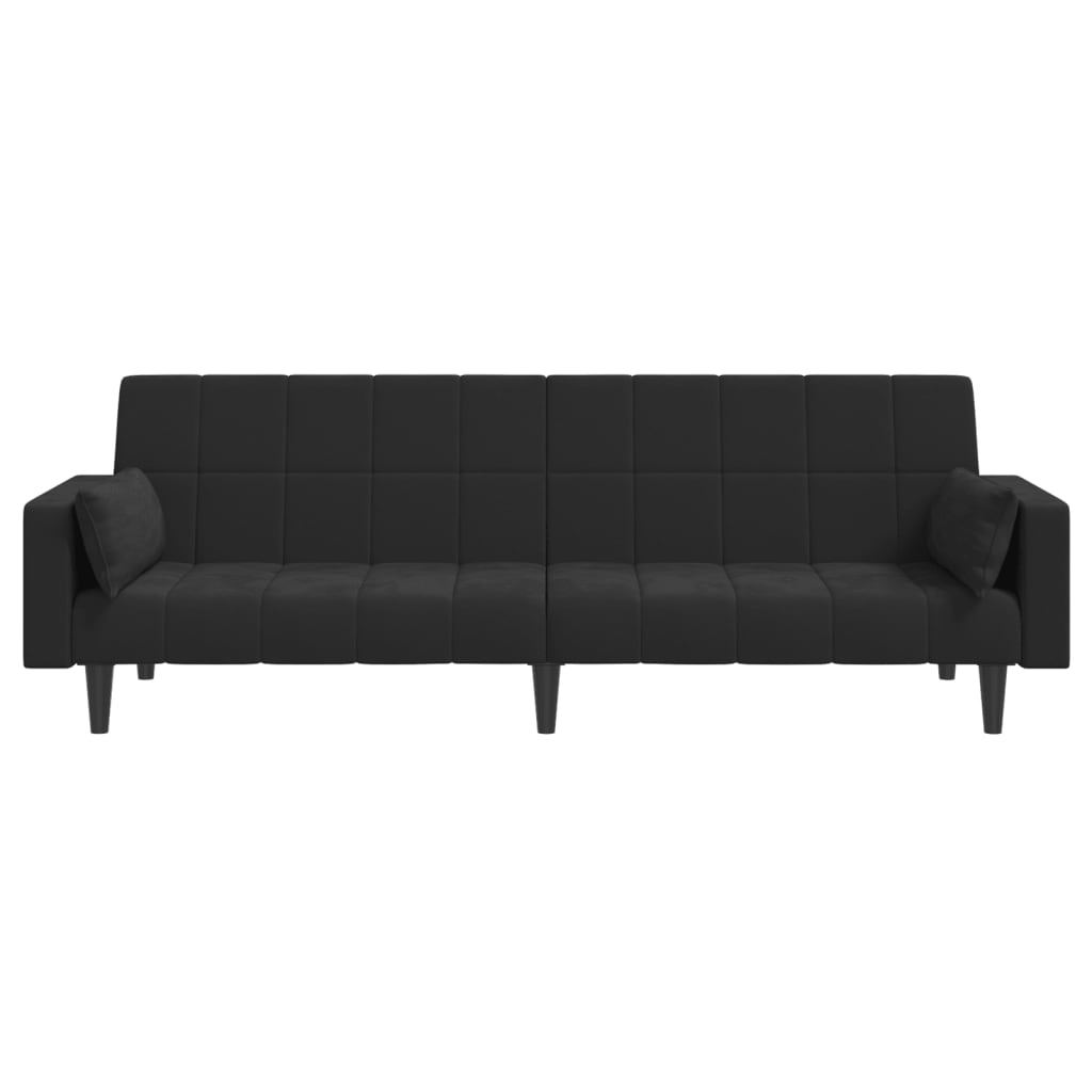 Sofa Bed 2-Seater with 2 Pillows Black Velvet
