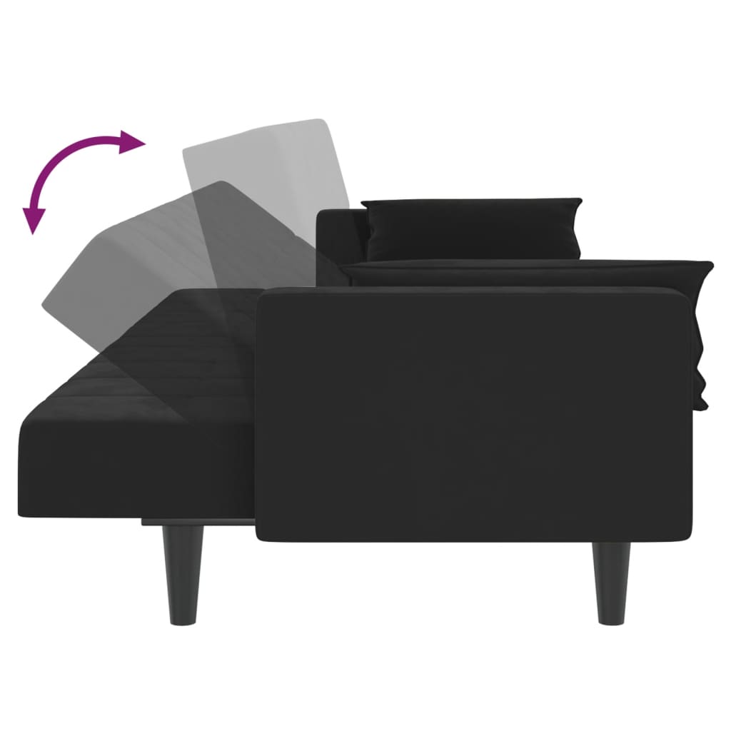 Sofa Bed 2-Seater with 2 Pillows Black Velvet