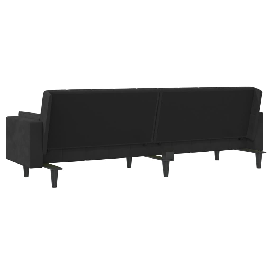 Sofa Bed 2-Seater with 2 Pillows Black Velvet