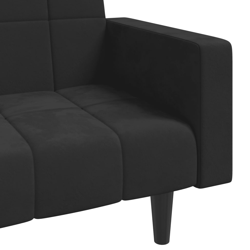 Sofa Bed 2-Seater with 2 Pillows Black Velvet