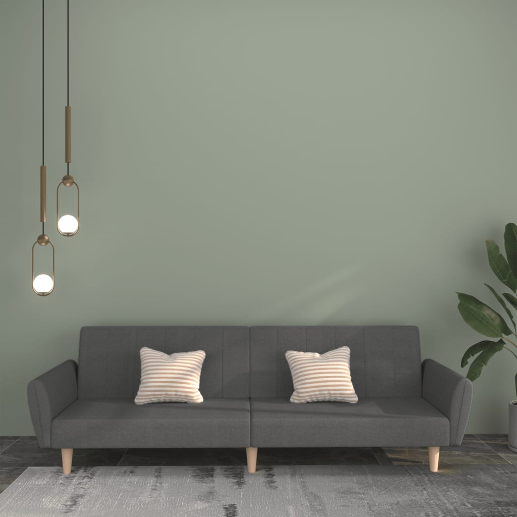 Canapé lit 2 places tissu gris clair