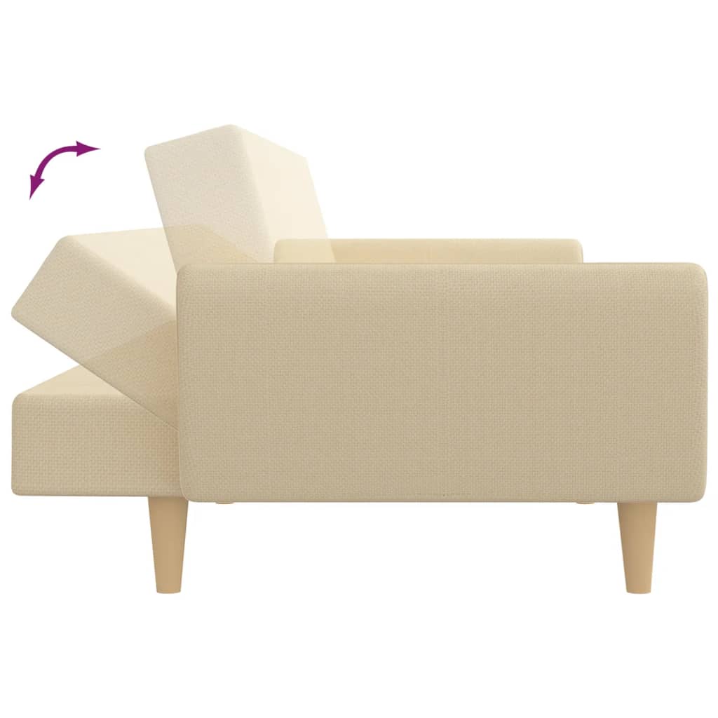 Canapé lit 2 places tissu crème
