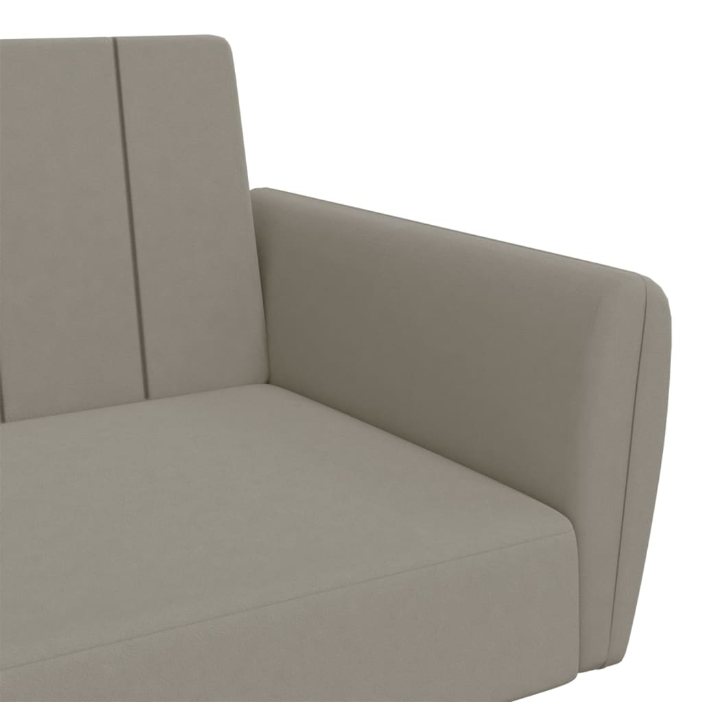Canapé lit 2 places velours gris clair