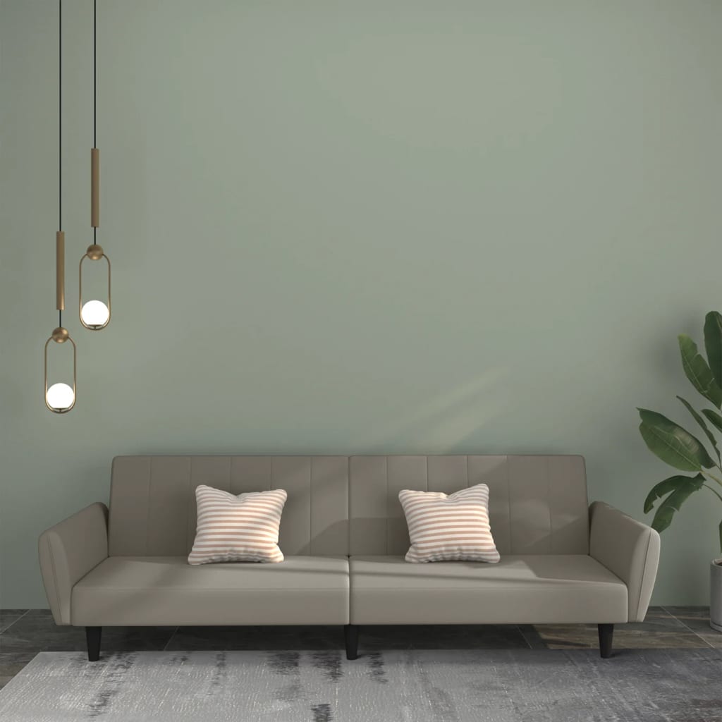 Canapé lit 2 places velours gris clair