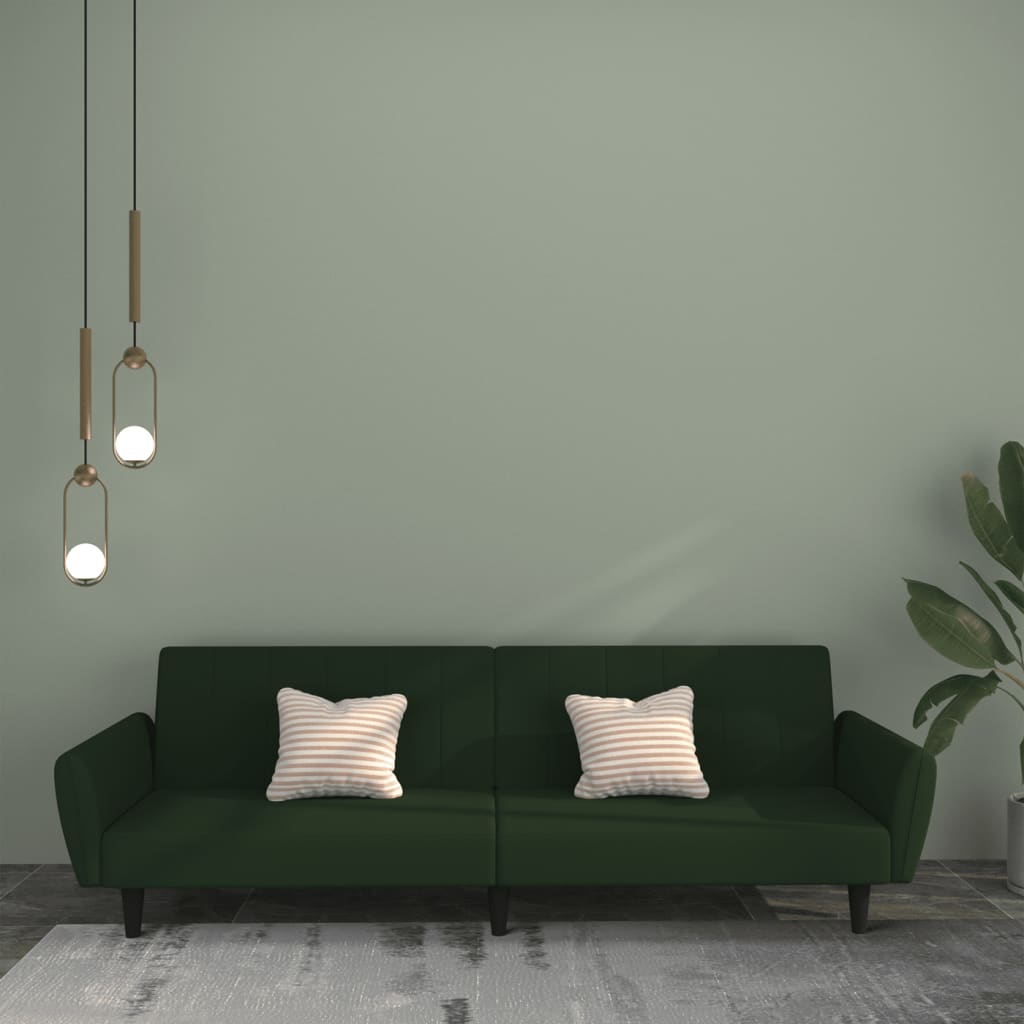 Canapé lit 2 places velours vert foncé