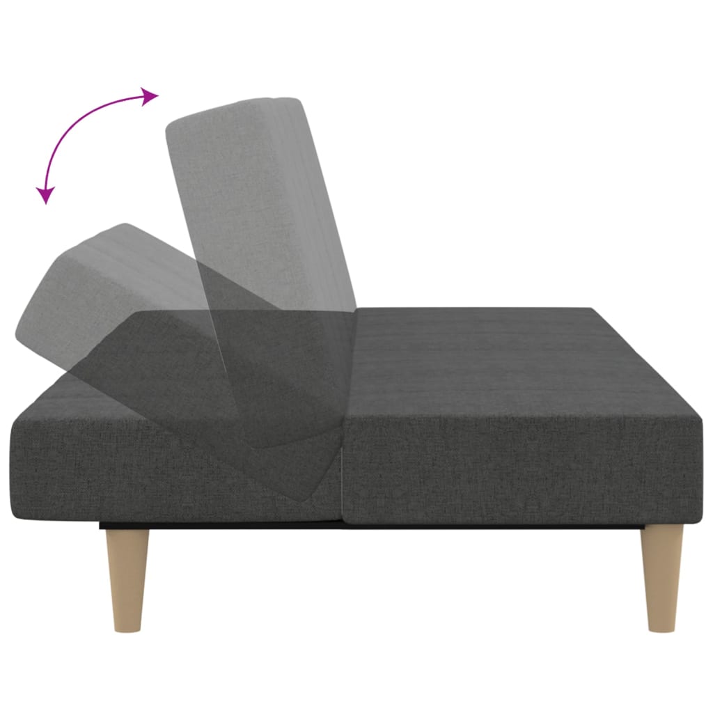 Canapé lit 2 places tissu gris foncé