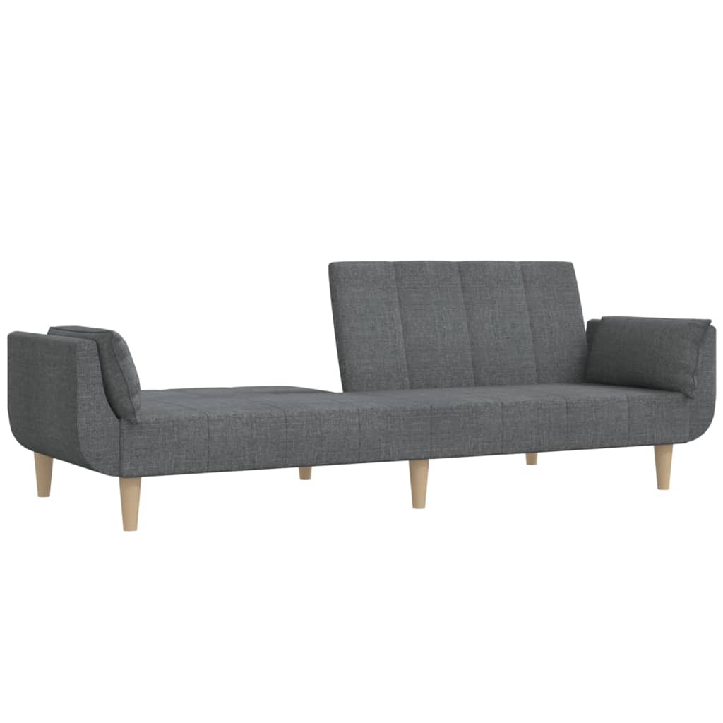 Canapé lit 2 places avec 2 coussins tissu gris clair