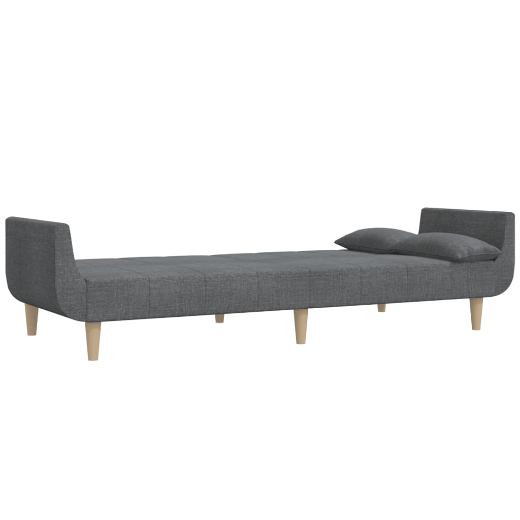 Canapé lit 2 places avec 2 coussins tissu gris clair